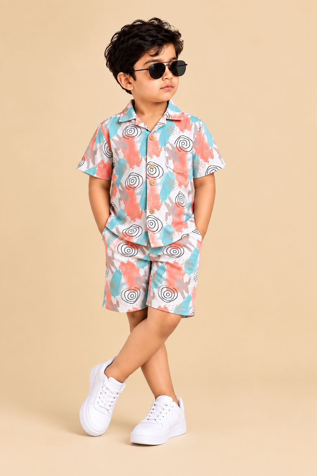 Jango Coral Splash Shorts Set